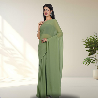 OLIVE GEORGETTE SAREE