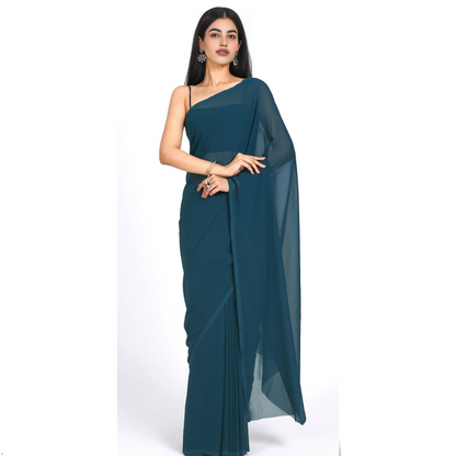 PEACOCK BLUE GEORGETTE SAREE