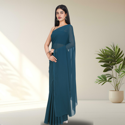 PEACOCK BLUE GEORGETTE SAREE