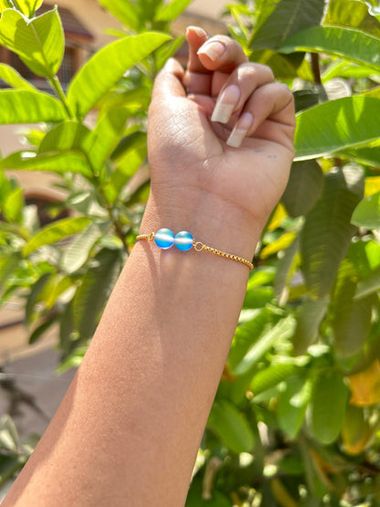 Aura quartz radiating blue bracelet