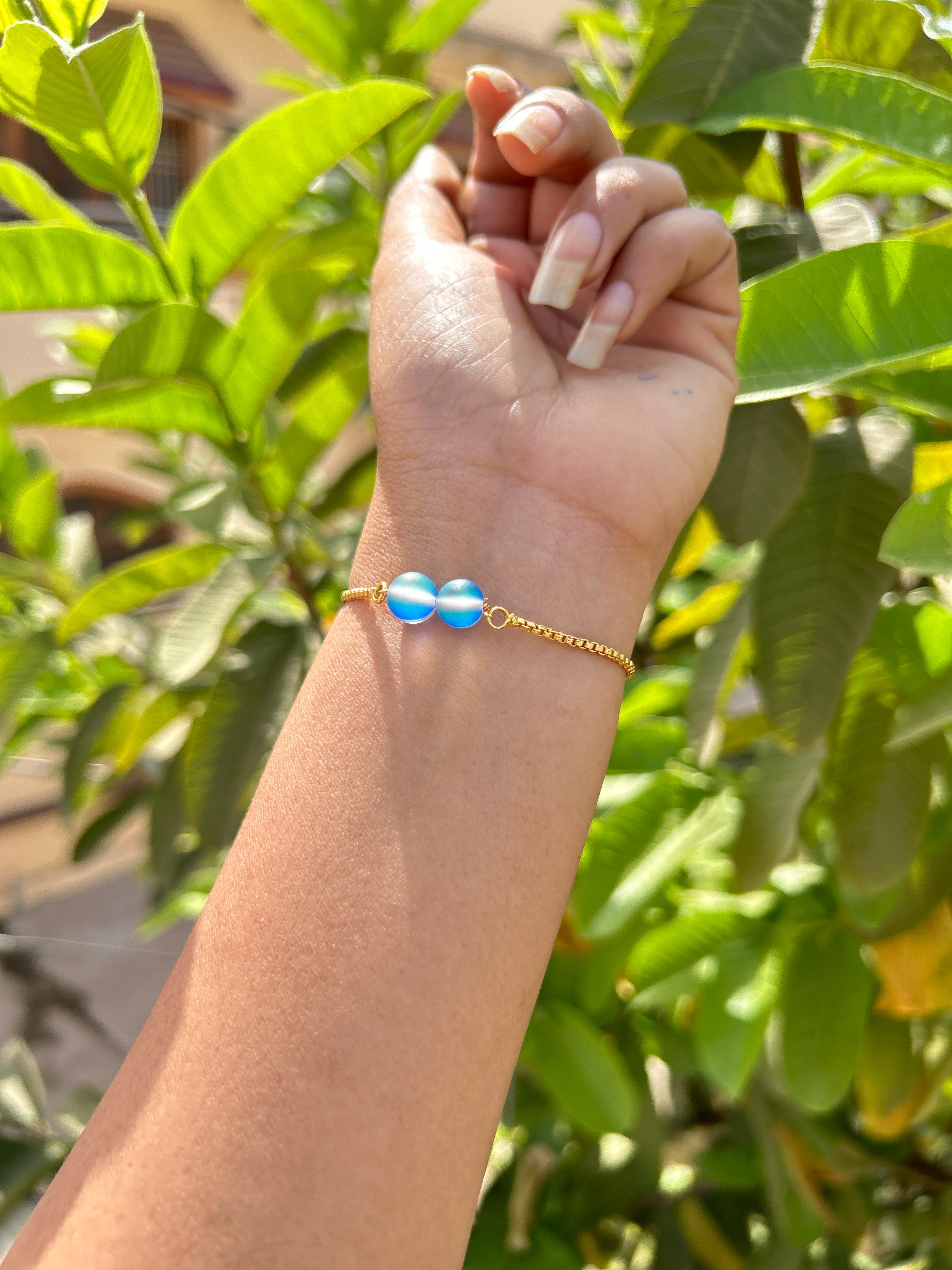 Aura quartz radiating blue bracelet