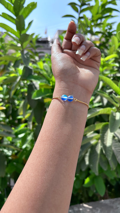 Aura quartz radiating blue bracelet
