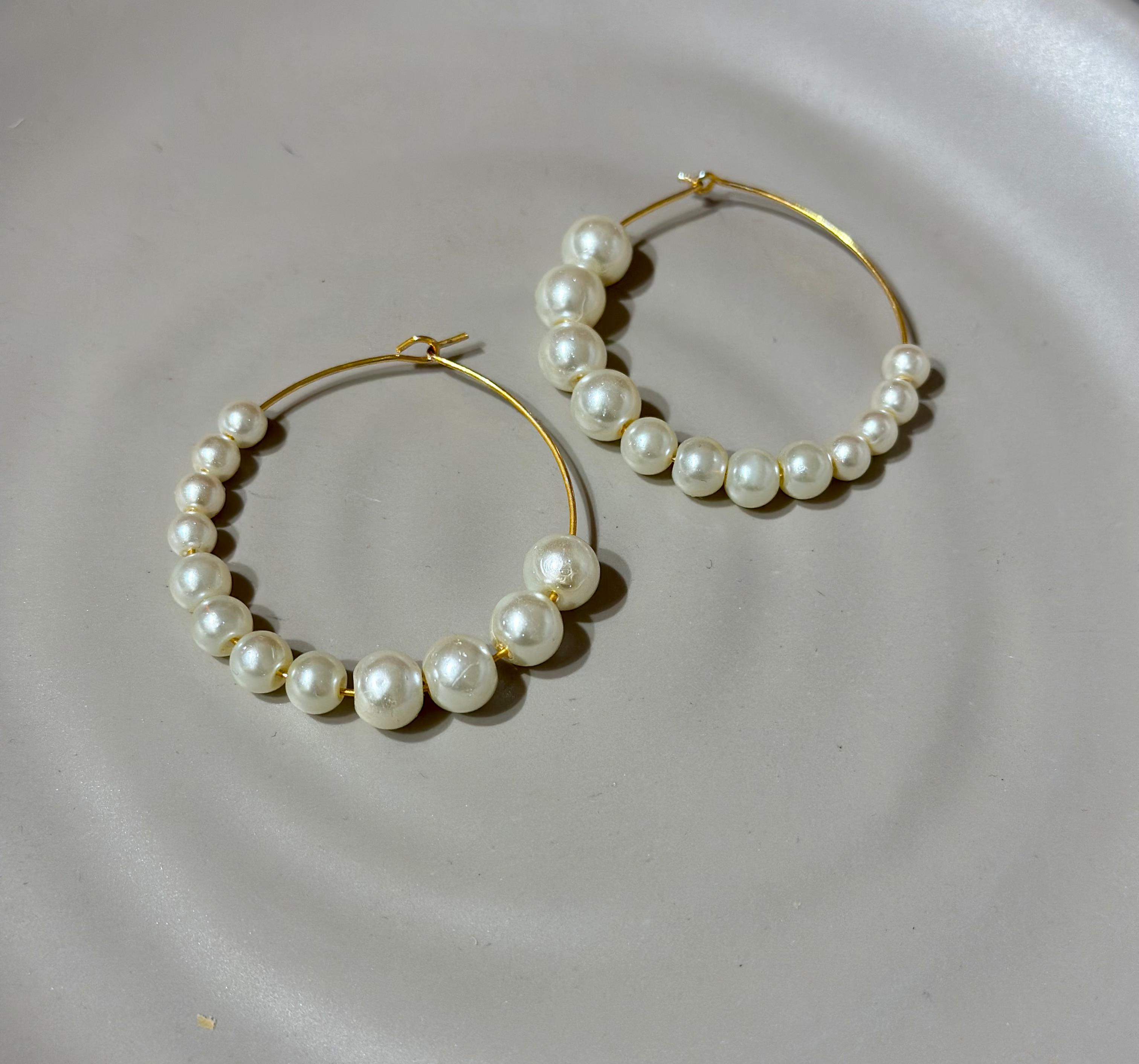 Small Pearl Hoops