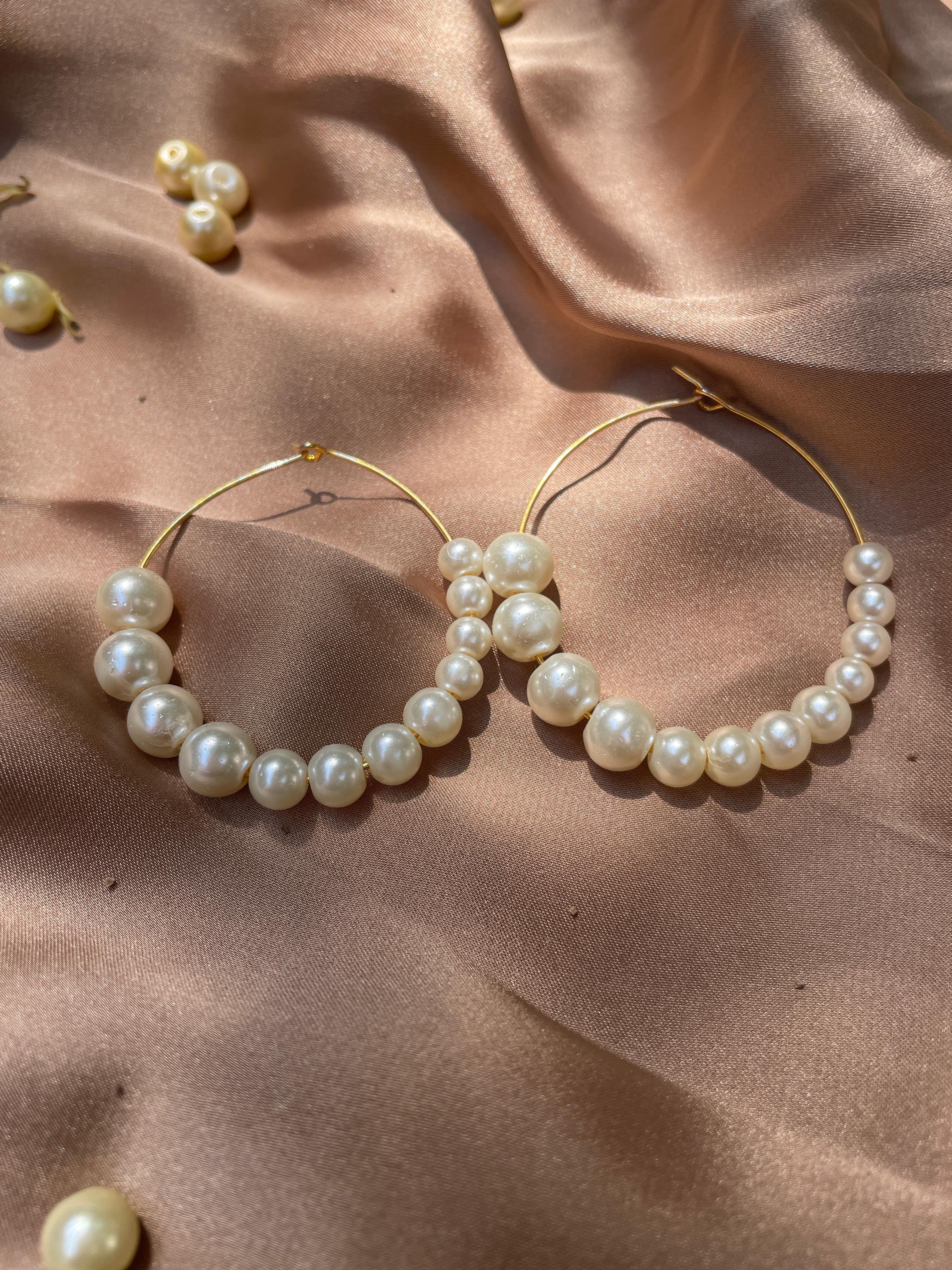 Small Pearl Hoops