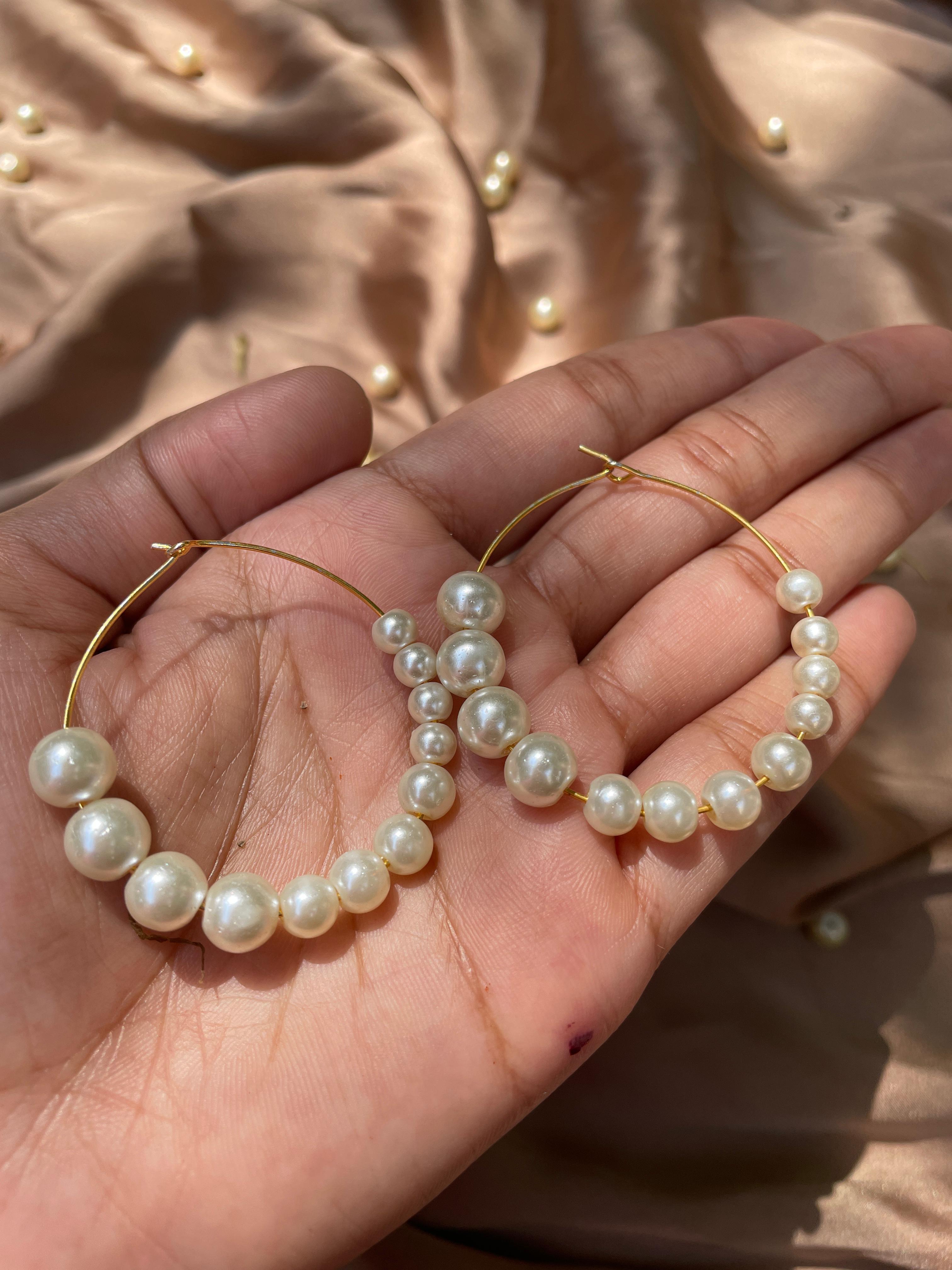 Small Pearl Hoops