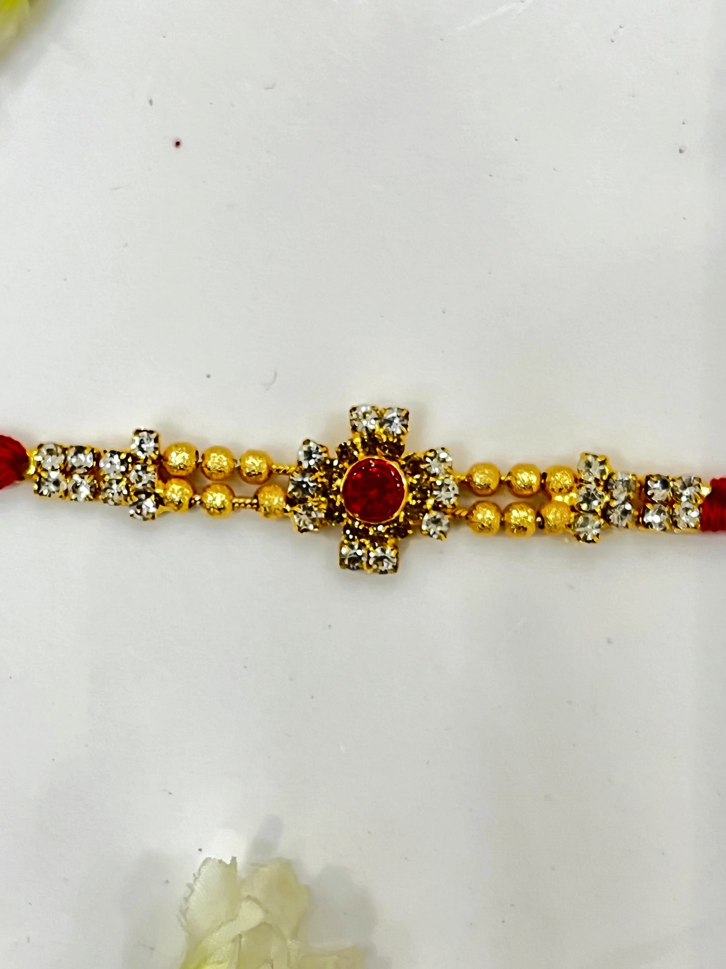 RED STONE KUNDAN RAKHI