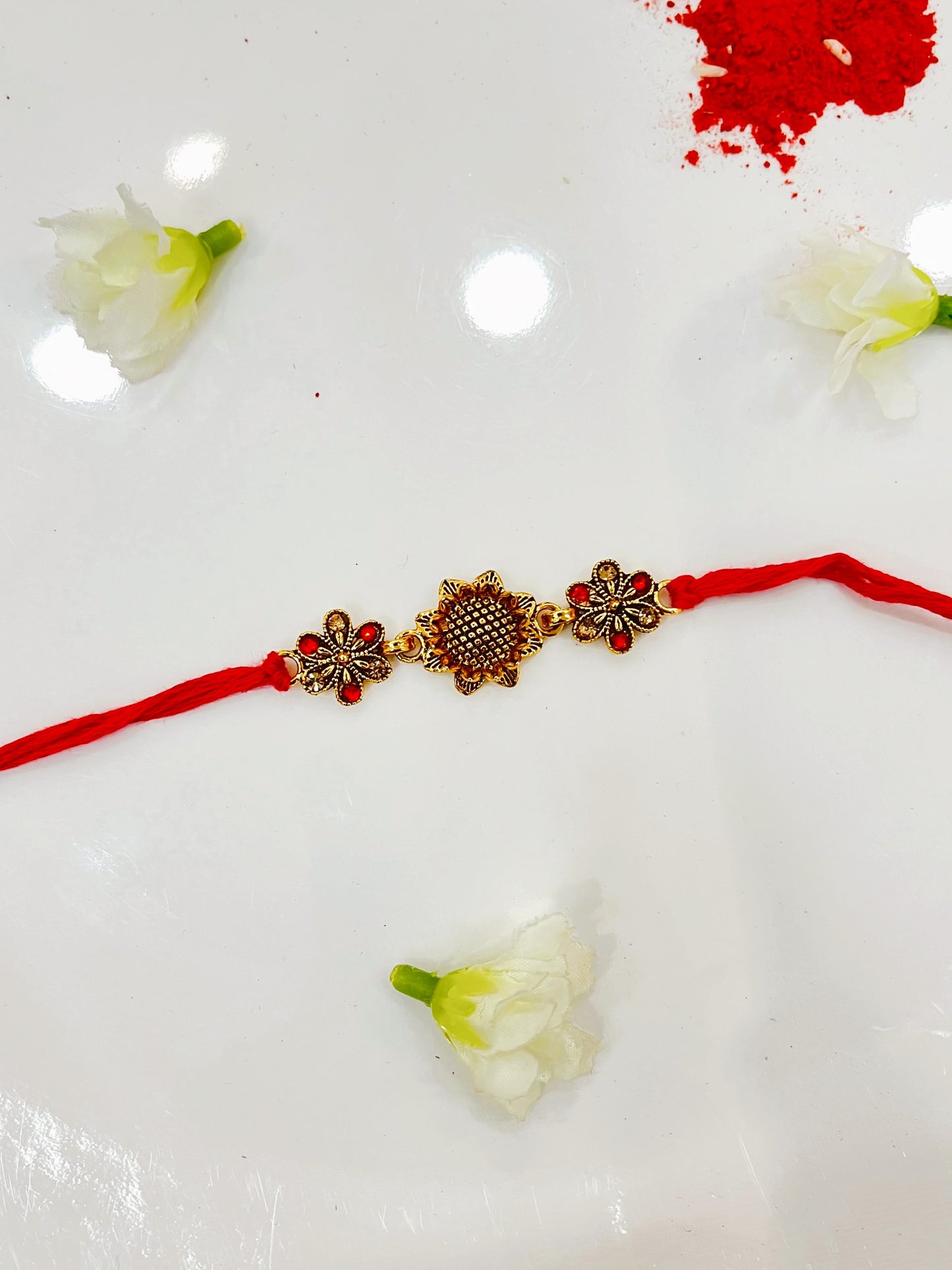 THREE FLOWER KUNDAN RAKHI