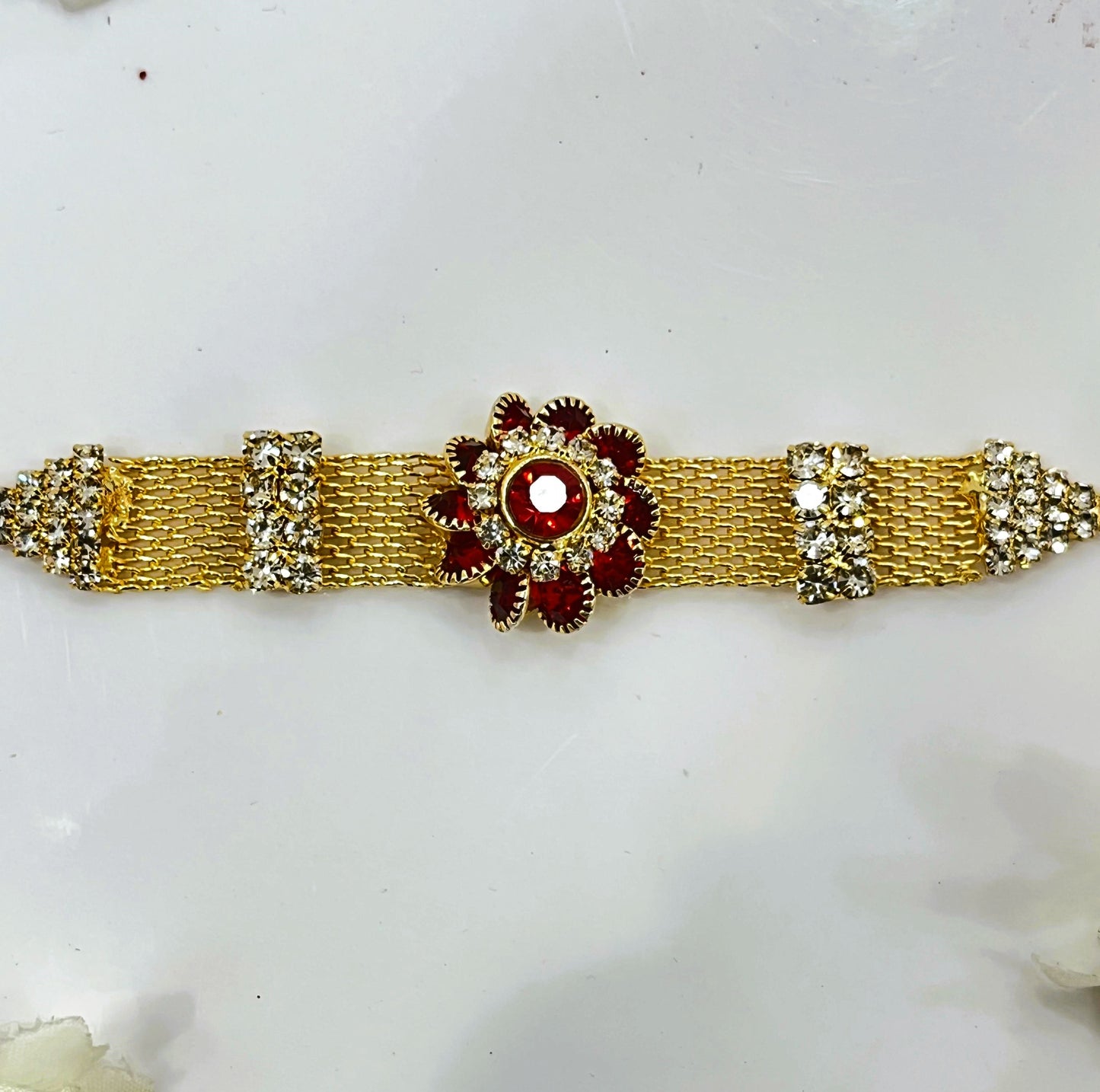 GOLDEN BELT RED  STONE RAKHI