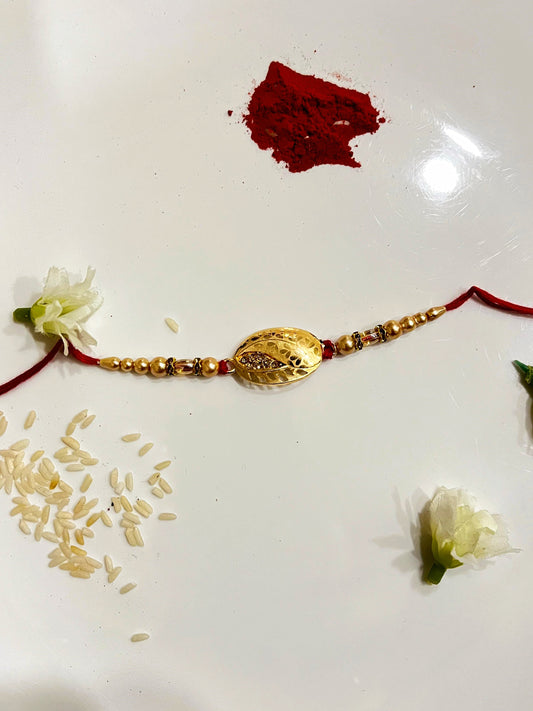 matt gold leaf rakhi