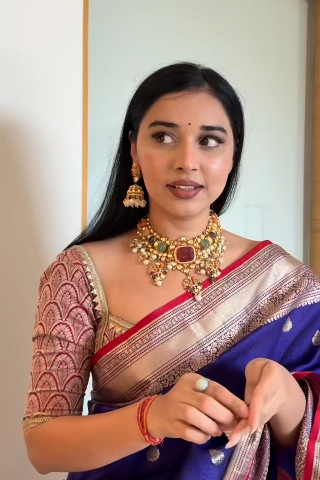 Tanya Mittal Jewellery Bridal Kundan Choker Set with Ruby & Emerald Stones – Heavy Wedding Necklace with Earrings