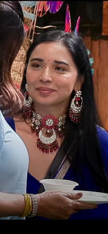 Royal Red Kundan Necklace Set with Earrings – Heavy Bridal Statement Jewellery | Tanya Mittal Jewellery Style