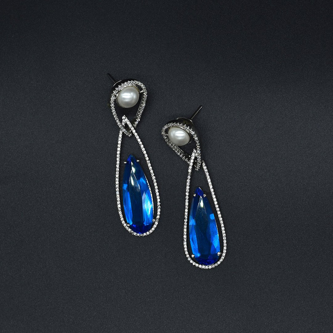 AQUA DIAMOND EARRINGS - KAVIPUSHP