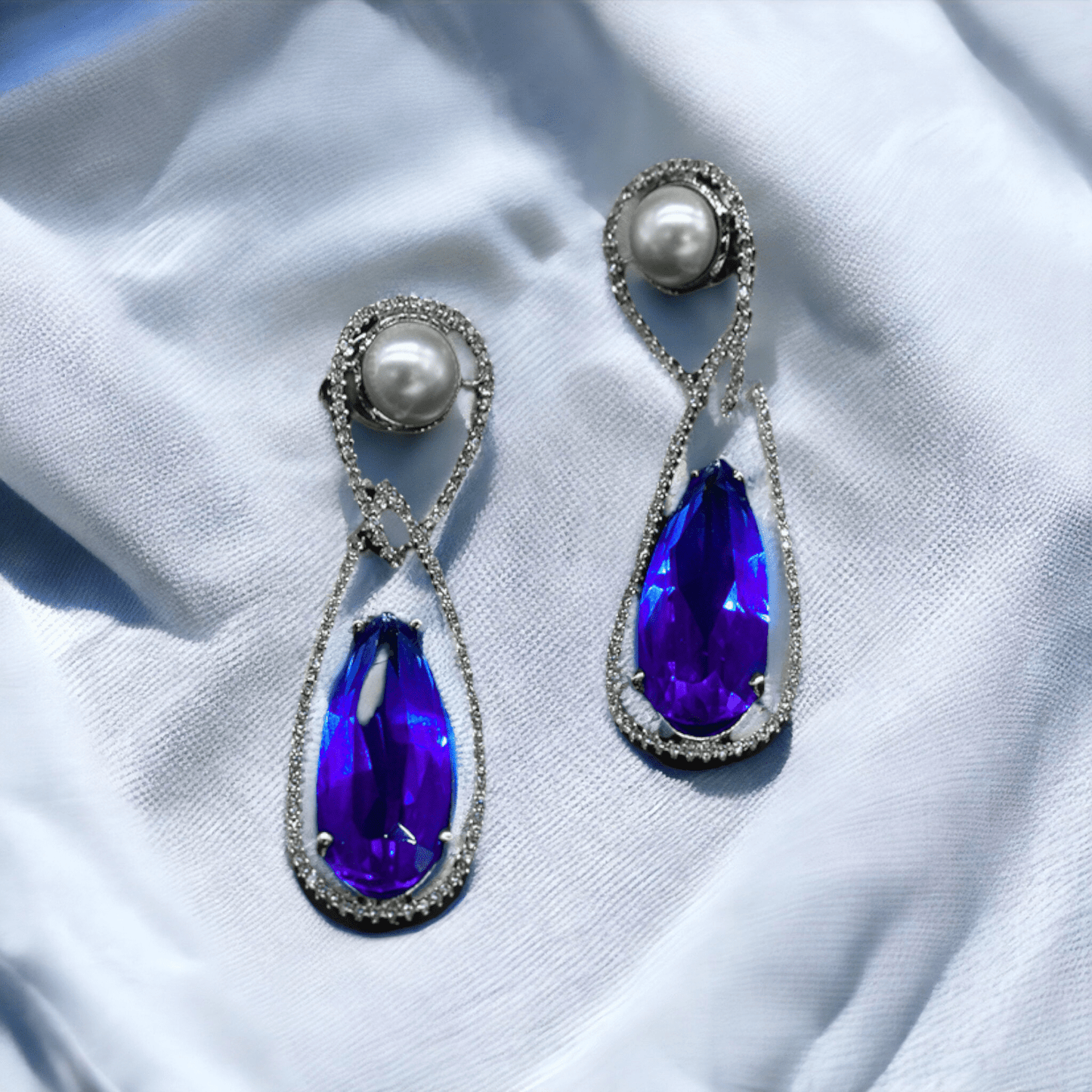 AQUA DIAMOND EARRINGS - KAVIPUSHP