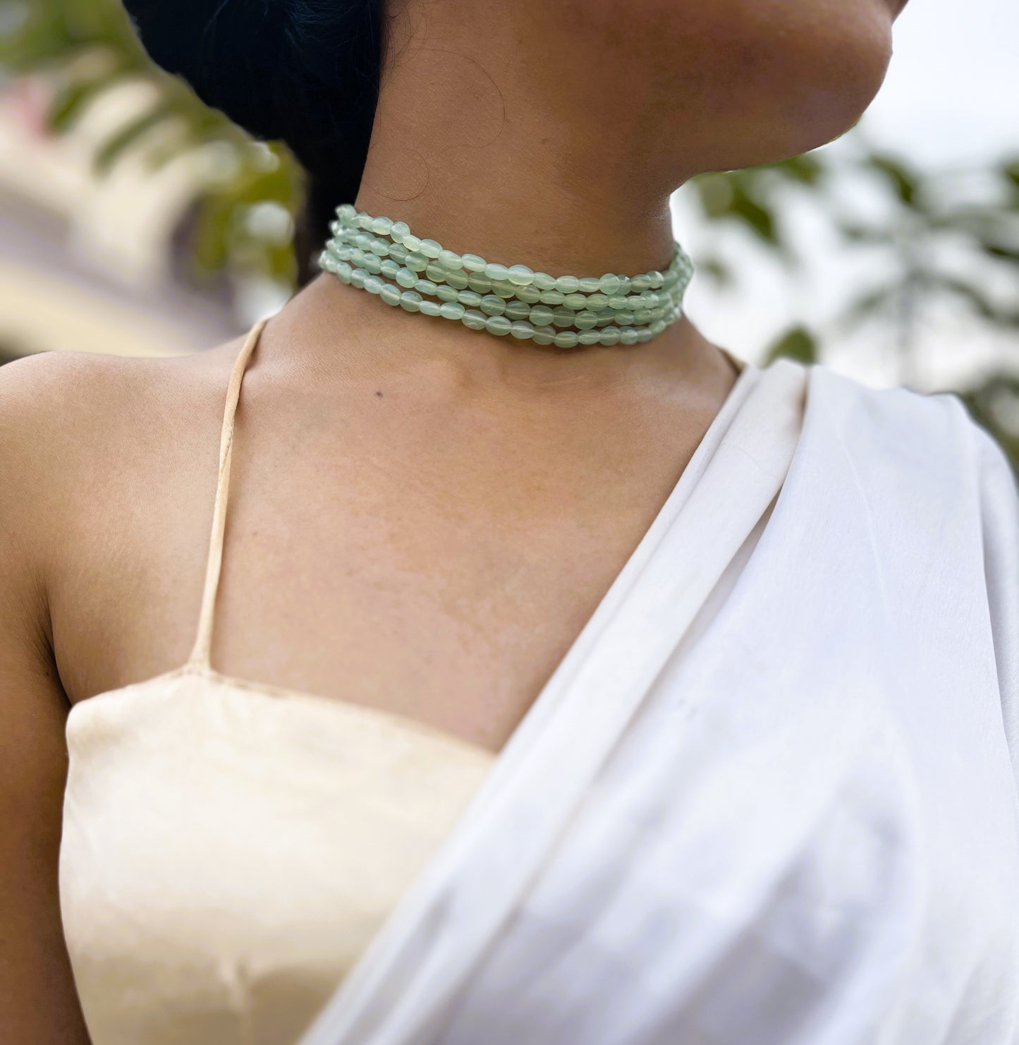 MINT GREEN STONE CHOKER 4 LAYER