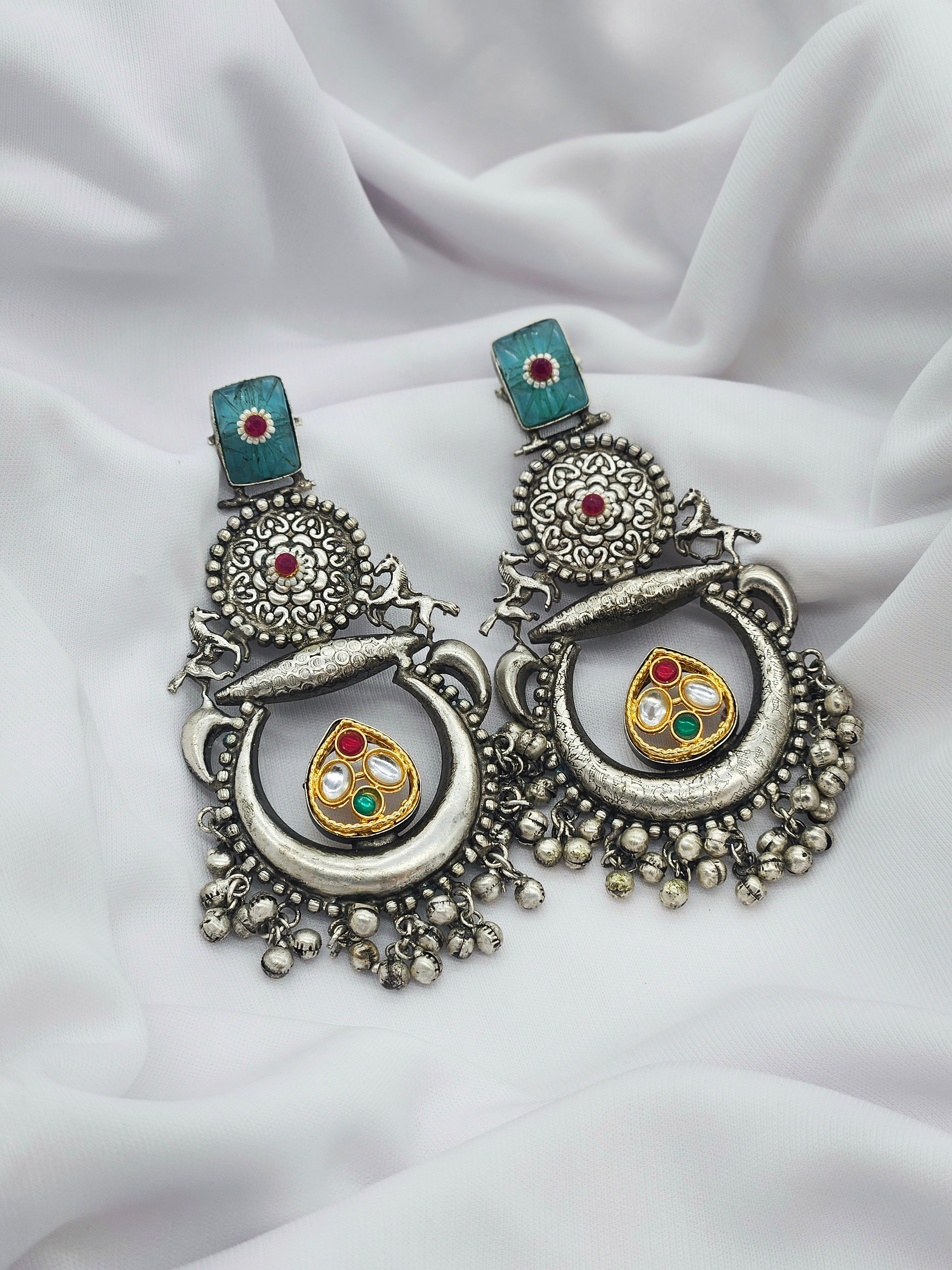 Evil Eye Meets Oxidized Elegance Earring