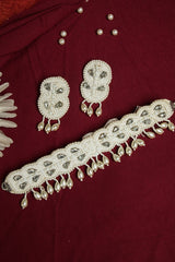 WHITE BEADS CHOKER SET Kavipushp 